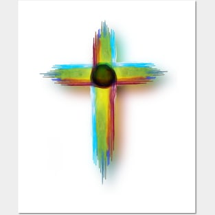 Watercolor Rainbow Cross Posters and Art